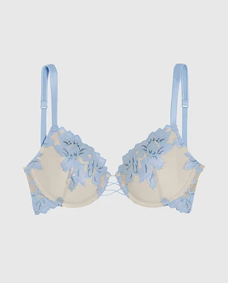 Lightly Lined Full Coverage Bra with Lace Overlay