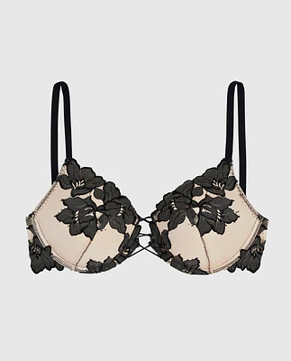 Up 2 Cup Push Bra with Lace Overlay