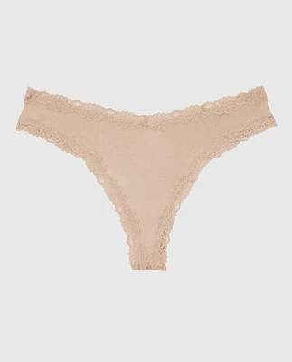 Lace Trim Thong Panty