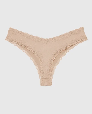 Lace Trim Thong Panty