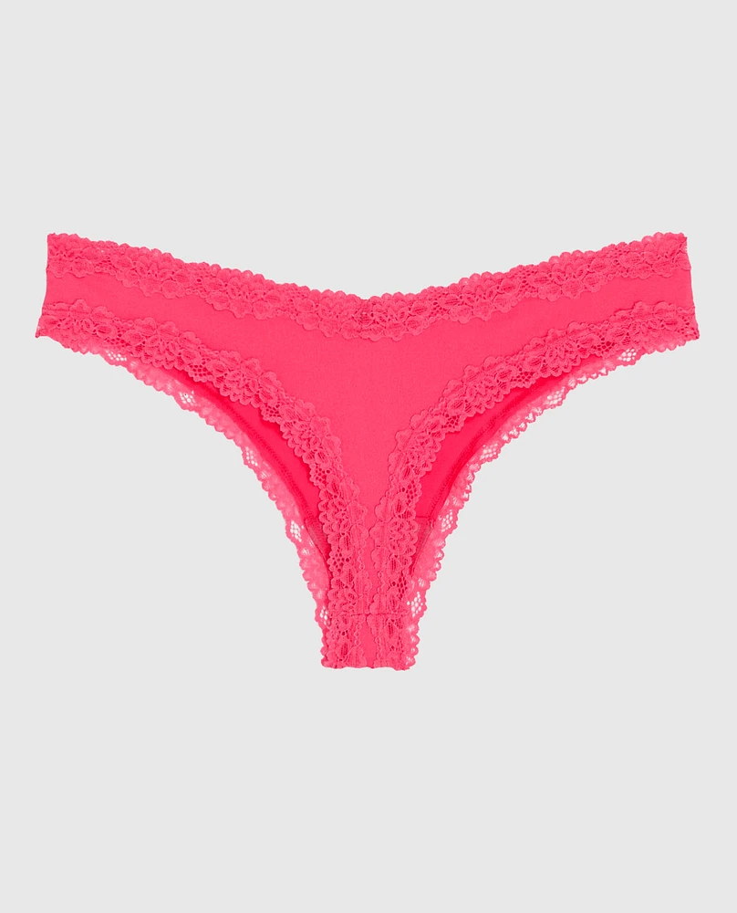 Tanga avec bordure en dentelle