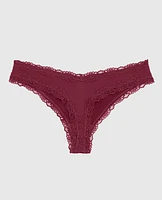 Thong Panty with Lace Trim Opulent Red