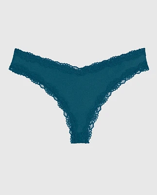 Lace Trim Thong Panty