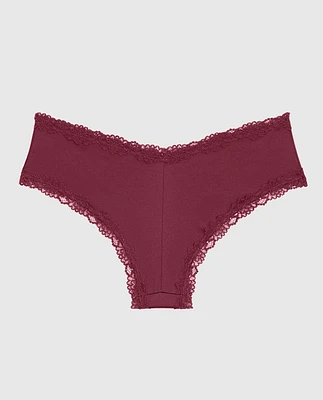 Culotte cheeky avec bordure en dentelle rouge somptueux