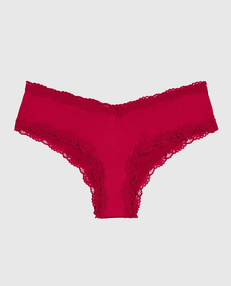 Cheeky Panty with Lace Trim Cosmo Red