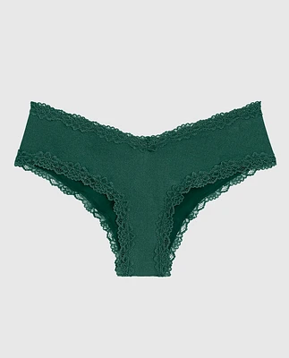 Cheeky Panty with Lace Trim Emerald Green