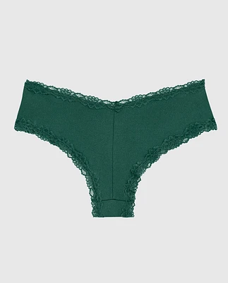 Cheeky Panty with Lace Trim Emerald Green