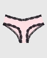 Cheeky Panty with Lace Trim Pink-A-Boo