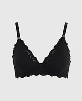 Nursing Bra with Lace Wing Black