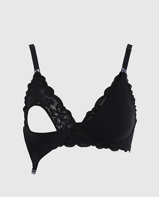 Nursing Bra with Lace Wing