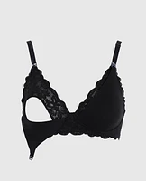 Nursing Bra with Lace Wing Black