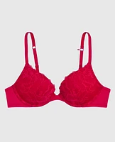 Soutien-gorge pigeonnant plongeant avec incrustation de dentelle