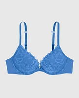 Soutien-gorge pigeonnant plongeant avec incrustation de dentelle