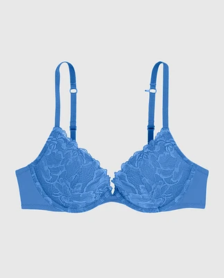 Push Up Plunge Bra with Lace Overlay