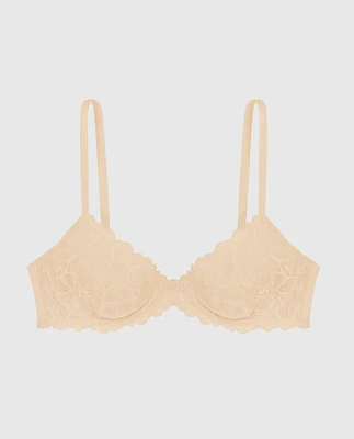 Unlined Demi Bra with Allover Lace