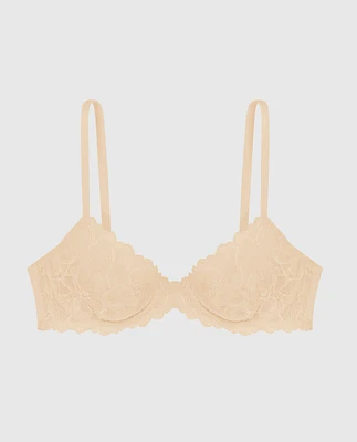 Unlined Demi Bra with Allover Lace