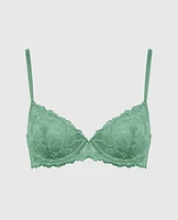 Unlined Demi Bra with Allover Lace