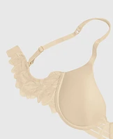 Smooth Lightly Lined Full Coverage Bra with Lace Wing