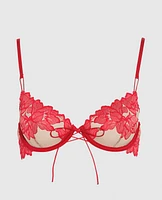 Unlined Lace Up Demi Bra