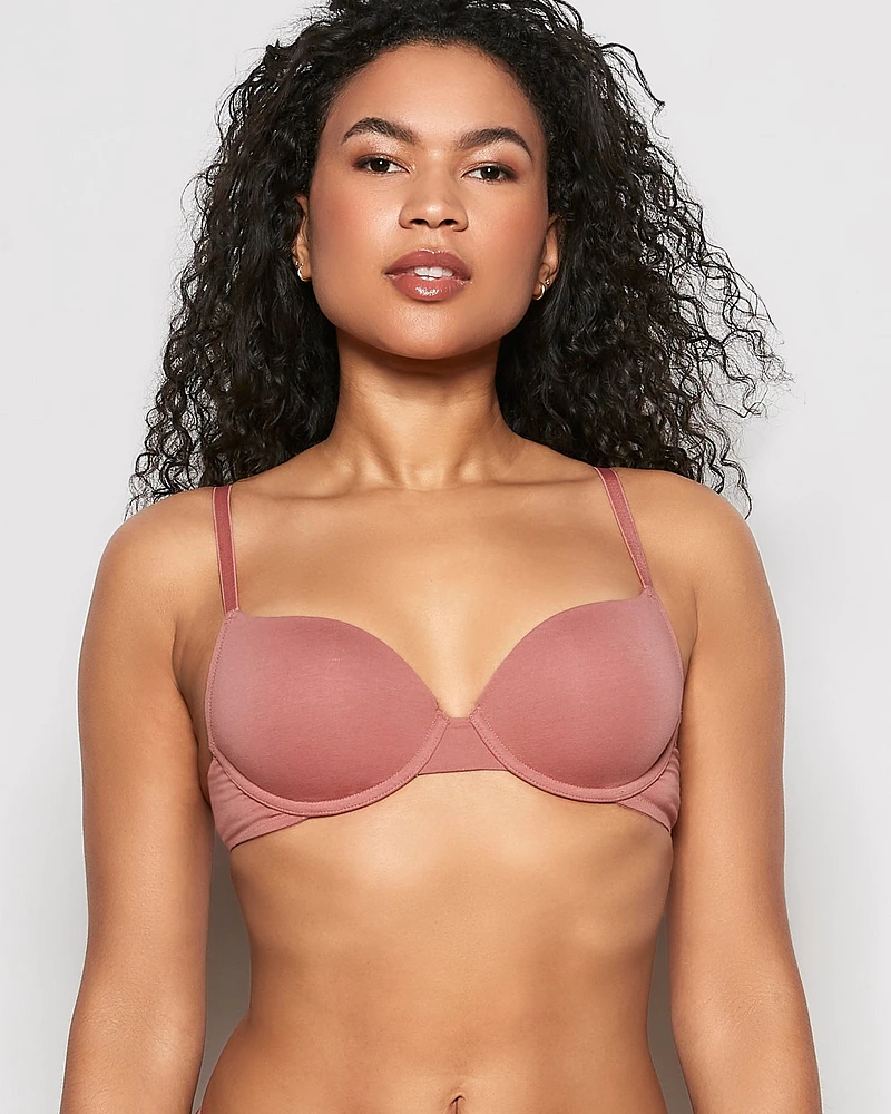 Soutien-gorge demi-buste légèrement doublé rose subtil