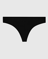 Ribbed Thong Panty Black