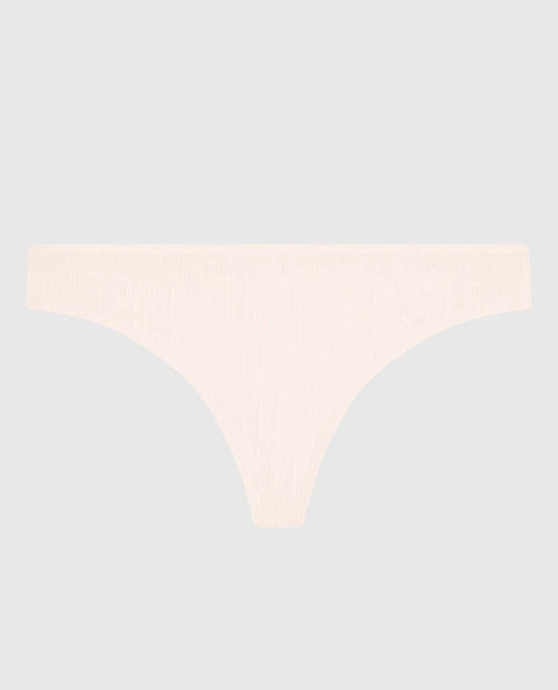 Ribbed Thong Panty Ivory Dawn