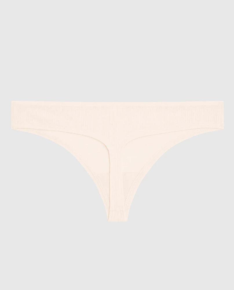 Ribbed Thong Panty Ivory Dawn