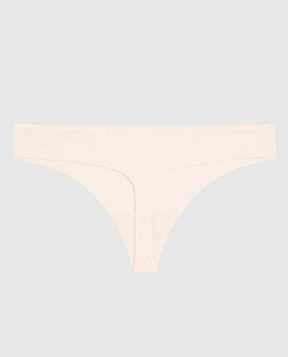 Ribbed Thong Panty Ivory Dawn