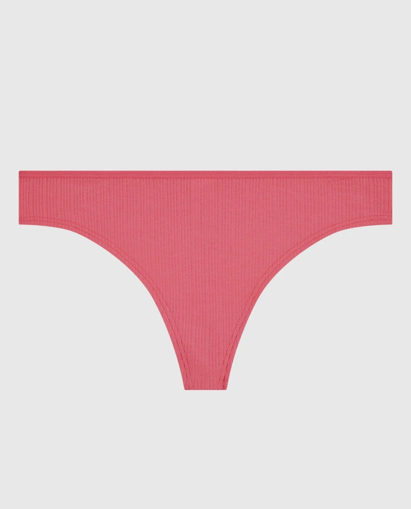 Ribbed Thong Panty Romantic Pink