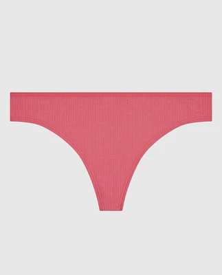 Ribbed Thong Panty Romantic Pink