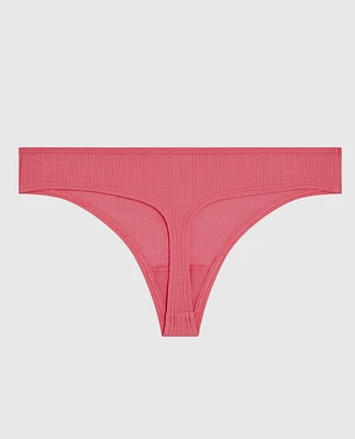 Ribbed Thong Panty Romantic Pink