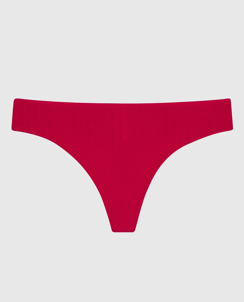 Ribbed Thong Panty Cosmo Red