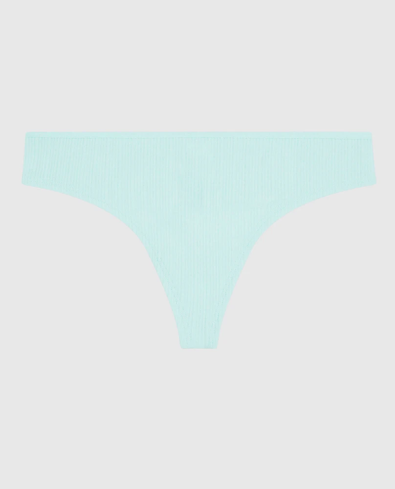 Ribbed Thong Panty Vista Blue