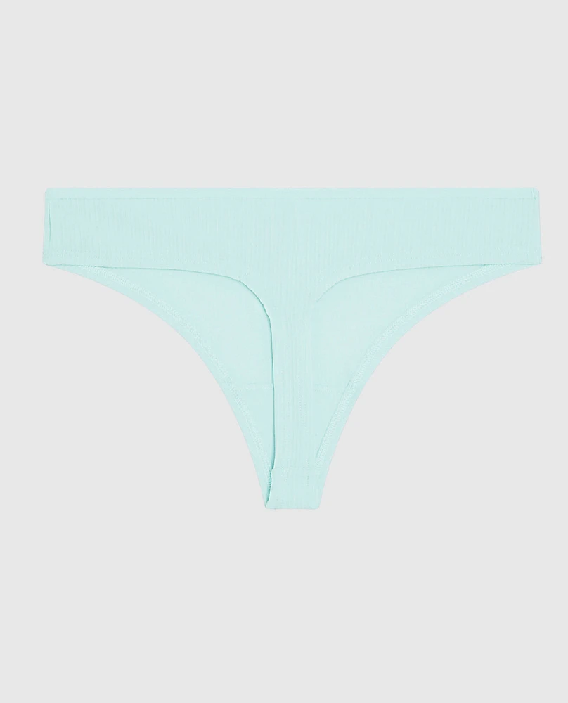 Ribbed Thong Panty Vista Blue