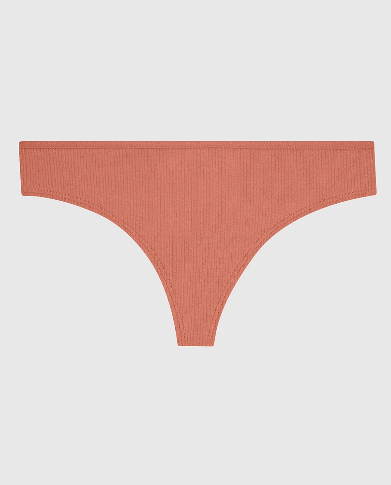 Ribbed Thong Panty Rosy Blush