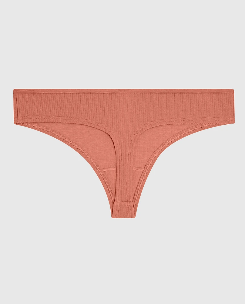 Ribbed Thong Panty Rosy Blush