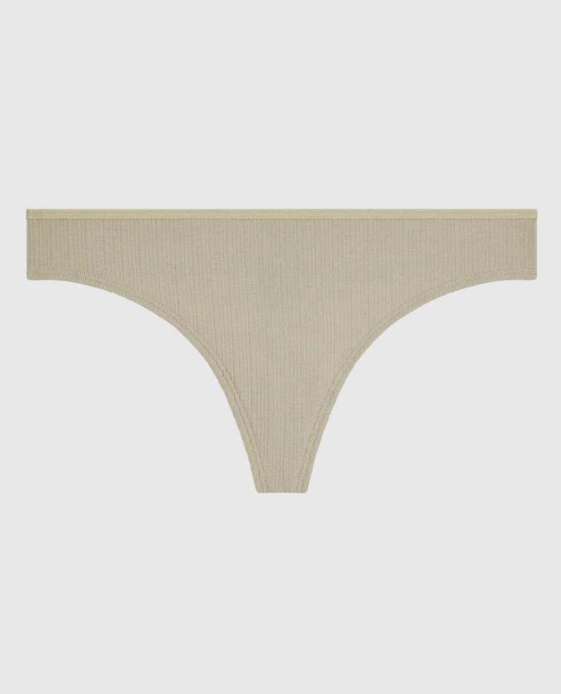 Ribbed Thong Panty Stone Grey