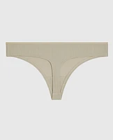 Ribbed Thong Panty Stone Grey