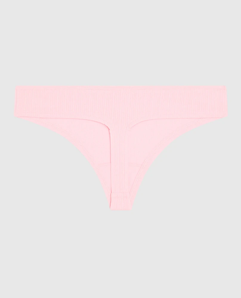 Ribbed Thong Panty Pink-A-Boo