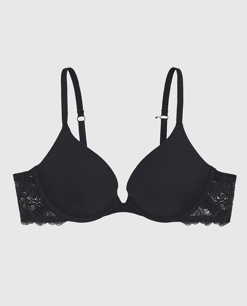 Push Up Bra with Lace Wing Smoulder Black