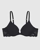 Push Up Bra with Lace Wing Smoulder Black