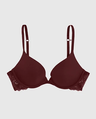 Push Up Plunge Bra with Lace Wing