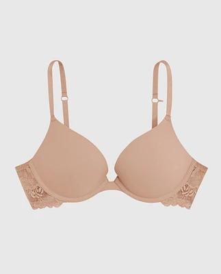 Push Up Plunge Bra with Lace Wing Evening Blush