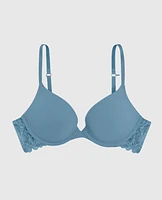 Push Up Plunge Bra with Lace Wing