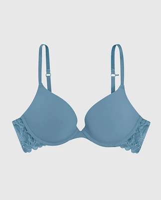 Push Up Plunge Bra with Lace Wing