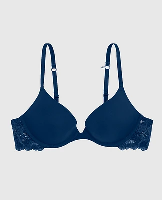 Smooth Push Up Pluge Bra with Lace Wing