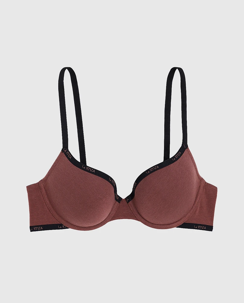 Smooth Lightly Lined Demi Bra Dusty Cedar