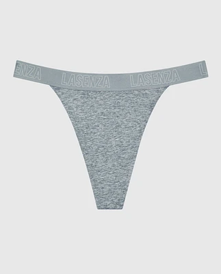 Everyday Thong Panty with Logo Trim