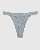 Everyday Thong Panty with Logo Trim