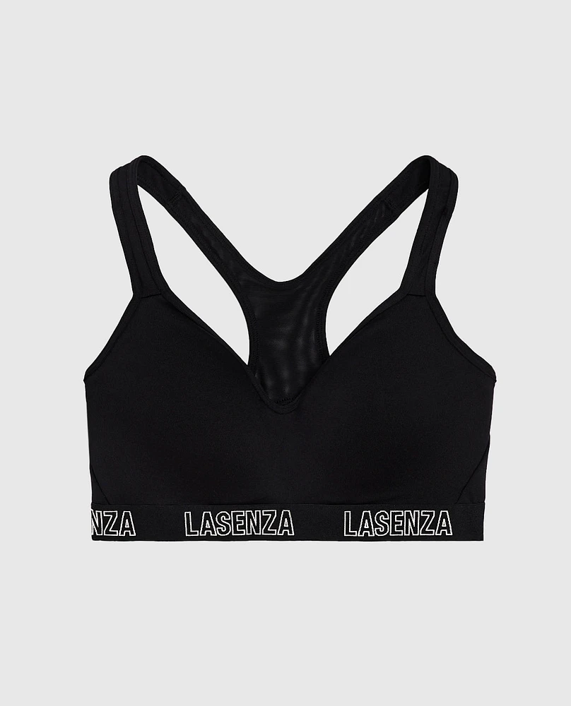 Medium Impact Logo Sports Bra Smoulder Black